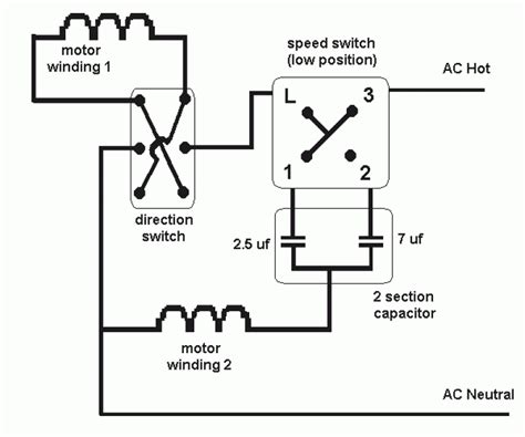 Wiring a ceiling fan with 4 wires hunter capacitor fans. speed - using inductor in series with a psc motor ...
