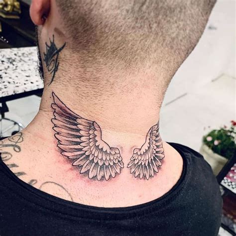 Angel Wings Tattoos On Neck