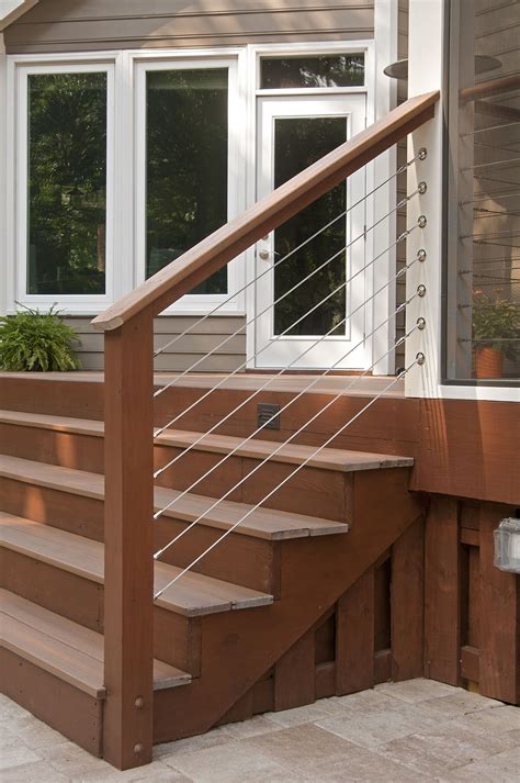 Fiberon Composite Steps And Horizontal Wire Railing That Leads To New