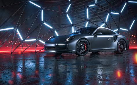 German made high performance sports cars. Download wallpapers Porsche 911 Turbo S CGI, 2018, gray ...