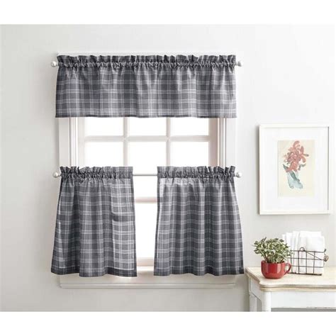 Product titlecountry farmhouse plaid checkered window curtain tie. CHF Lodge Plaid Valance Grey in the Valances department at ...