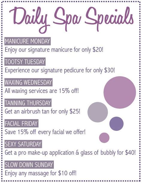 Spa Specials Salon Promotions Salon Business