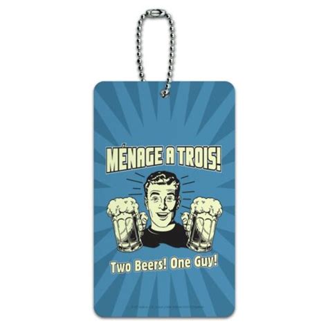 Menage A Trois Threesome Two Beers One Guy Funny Luggage Card Carry On