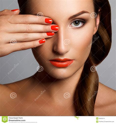 Beautiful Woman With Red Nails. Makeup And Manicure. Red ... We've just made your life just that much easier by compiling a list of the best acrylic nail art.