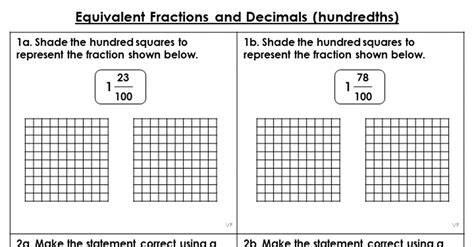 Equivalent Fractions And Decimals Hundredths Varied Fluency