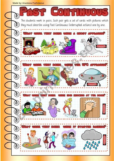 Past Continuous For Interrupted Actions Video Esl Worksheet By