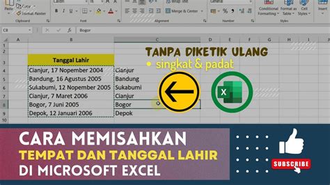 Cara Memisahkan Tempat Dan Tanggal Lahir Microsoft Excel YouTube