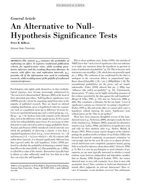 This usually involves proposing a possible relationship between two variables: (PDF) An Alternative to Null-Hypothesis Significance Tests