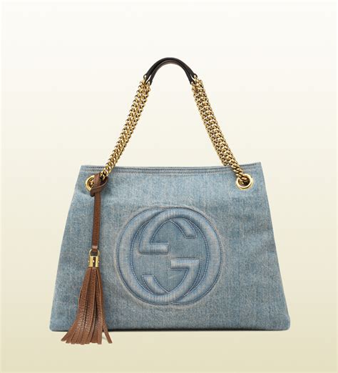 Lyst Gucci Soho Denim Shoulder Bag In Blue