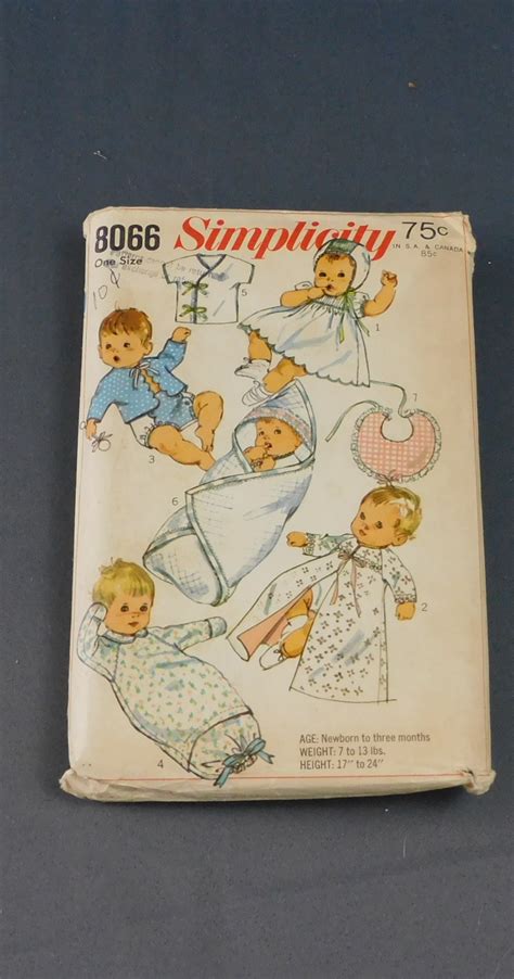 Vintage Newborn Infant Baby Pattern Simplicity 8066 1960s Layette