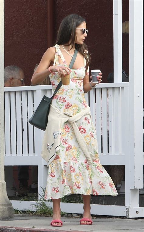 Jordana Brewster In A White Floral Dress Was Seen Out In Brentwood Celeb Donut