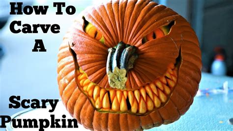 How To Carve A Simple Yet Scary Pumpkin Face Youtube