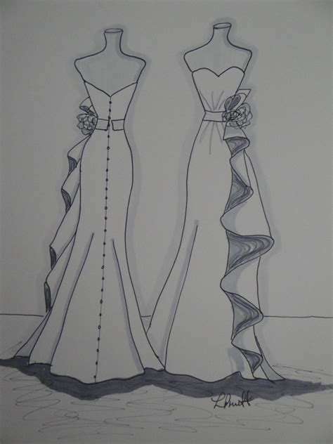 Custom Wedding Dress Front And Back Sketch By Laura Pruett Of Laura