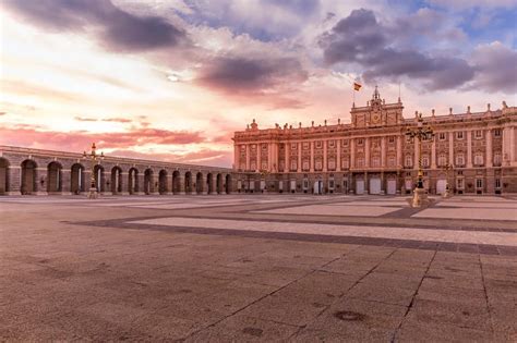 Royal Palace At Scenic Sunset Spain Madrid Free Image Download