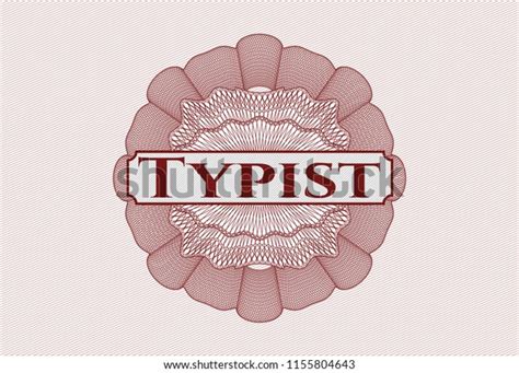 Red Rosette Linear Illustration Text Typist Stock Vector Royalty Free