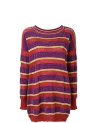 Modische violetten horizontal gestreiften Pullover für Damen für Herbst