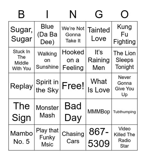 One Hit Wonders Bingo Card