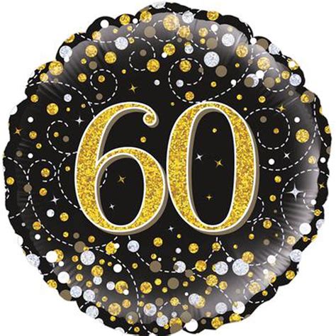 60th Birthday Sparkling Fizz Black 18 Foil Balloon