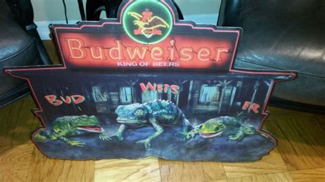 Budweiser Tin Sign With Frogs And Louie The Lizard Very Rare For Sale