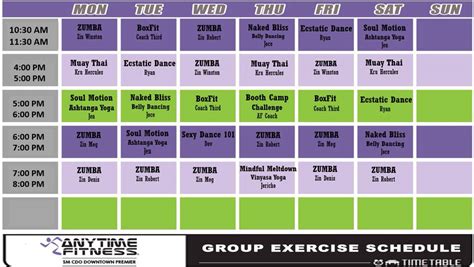 Anytime Fitness Class Schedule Fitnessretro