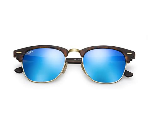 Ray Ban Rb3016 114517 Matte Tortoise Flash Blue Clubmaster Sunglasses