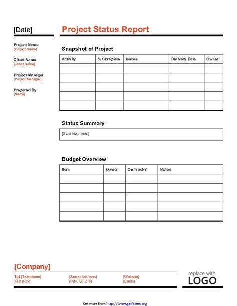 Project Status Report Template 2 Download Report Template For Free