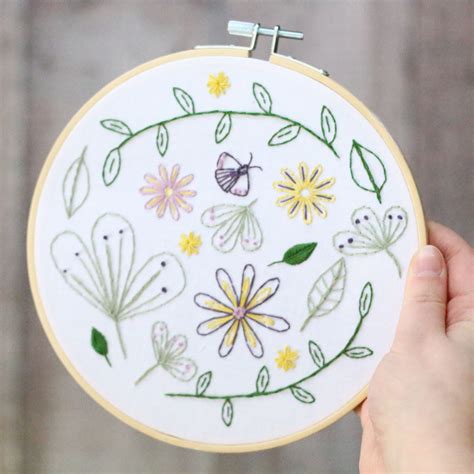 Wildflower Meadow Hand Embroidery Kit Stitched Modern