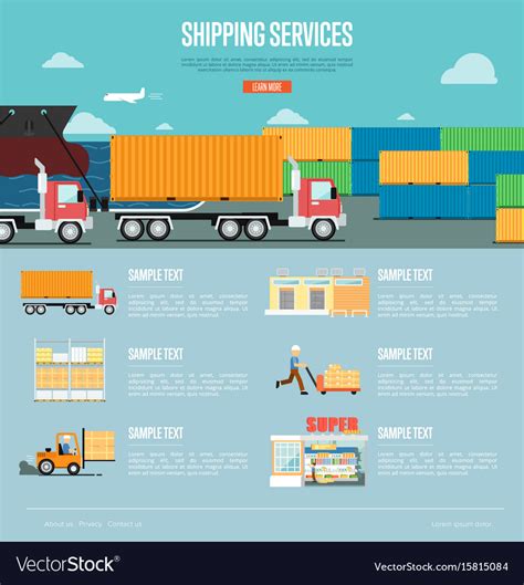 Shipping Services Infographics In Flat Style Vector Image