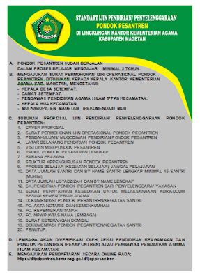 STANDART IJIN PENDIRIAN/ PENYELENGGARAAN PONDOK PESANTREN