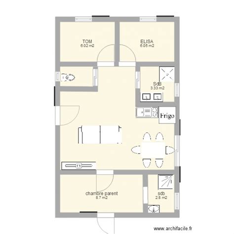 We did not find results for: chalet habitation 60m2 - Plan 6 pièces 54 m2 dessiné par ...