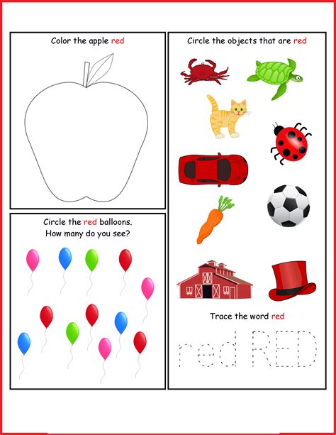 Toddler Activity Worksheets Free 2019 Learning Red Color Educative