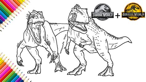 Drawing Indominus Rex Vs Giganotosaurus Jurassic World Dominion Fight Youtube