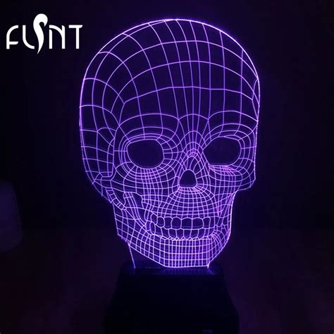 Skull 7 Colour Three Dimensional Led Light Discoloration 3d Touch