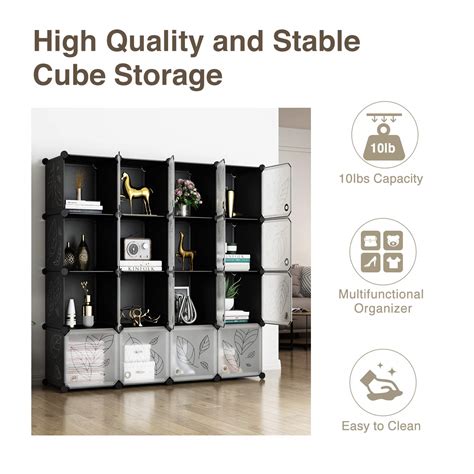 Greenstell Cube Storage Organizer Plastic Closet Organizer With Doors