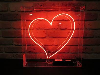 Neon Heart Lights Shaped Signage Aesthetic Moon