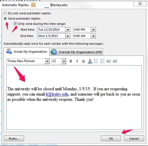 How To Set Up Automatic Replies Out Of Office Information
