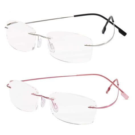 Viseng 2 Pairs Rimless Reading Glasses Titanium Metal Ultra Light Readers Of Men Women 125 A2