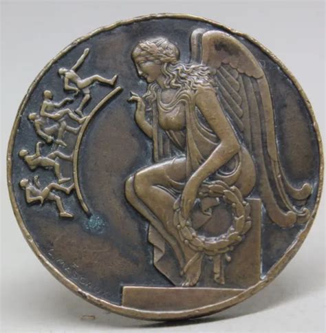 Sports Athletics Winged Woman Marianne Victory 1929 Art Deco Medal By Mascaux 8292 Picclick