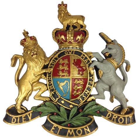 Hand Painted Queen Elizabeth II Era British Royal Coat Of Arms At Stdibs