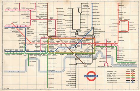 London Underground Tube Map Plan Diagram Final Harry Beck Edition 1960