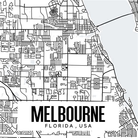 Melbourne Florida Map Printable Melbourne FL Map Art Etsy
