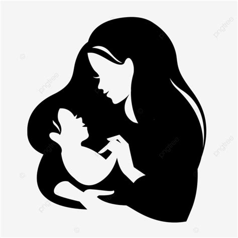 Gambar Siluet Ibu Yang Cantik Dengan Bayi Anak Imut Memeluk Png Dan