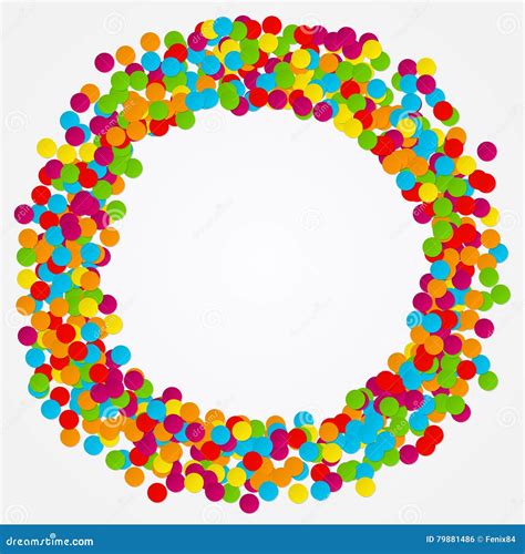 Confetti Round Frame Of Colored Circles Vector Illustration Stock