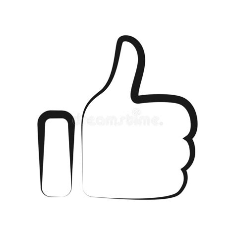 Thumbs Up Icon Class Black And White Line Elegant Stock Vector