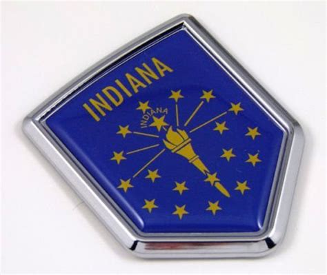 Indiana In Usa State Flag Car Chrome Emblem Decal Sticker Bike Laptop