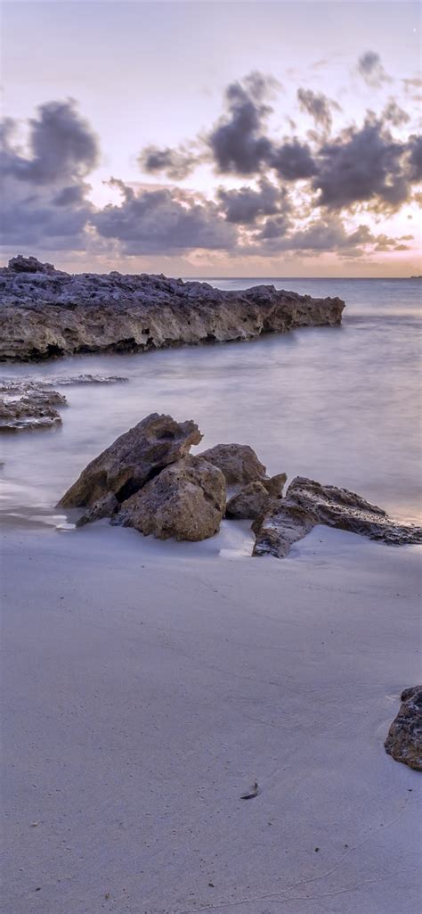 Wallpaper Coast Sea Rocks Beach Clouds Dusk 3840x2160 Uhd 4k
