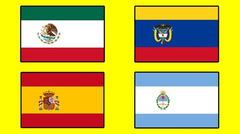 Spanish Speaking Countries And Their Flags In The Style Of Spain Youtube