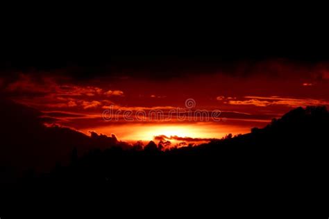 Flaming Sunset Over The Forest Stock Image Image Of Travel