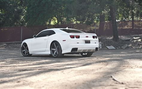 Back Side View Of A White Need 4 Speed Chevrolet Camaro Ss Wallpaper