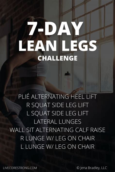 7 Day Lean Legs Workout Challenge 7 Minute Leg Workout Leg Workout